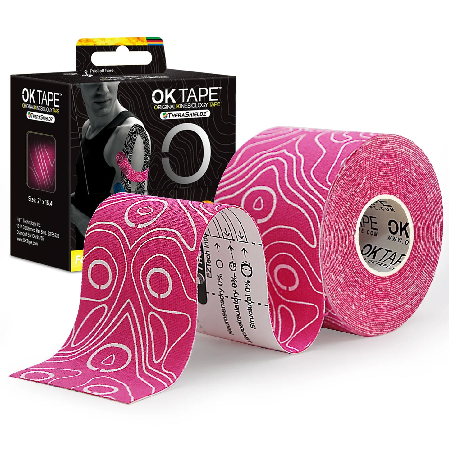 OK TAPE PRO Cinta de kinesiología, corte libre, transpirable, impermeable, vendaje atlético elástico, sin látex, fitness, gimnasio, alivio del dolor, 5CM x 5M