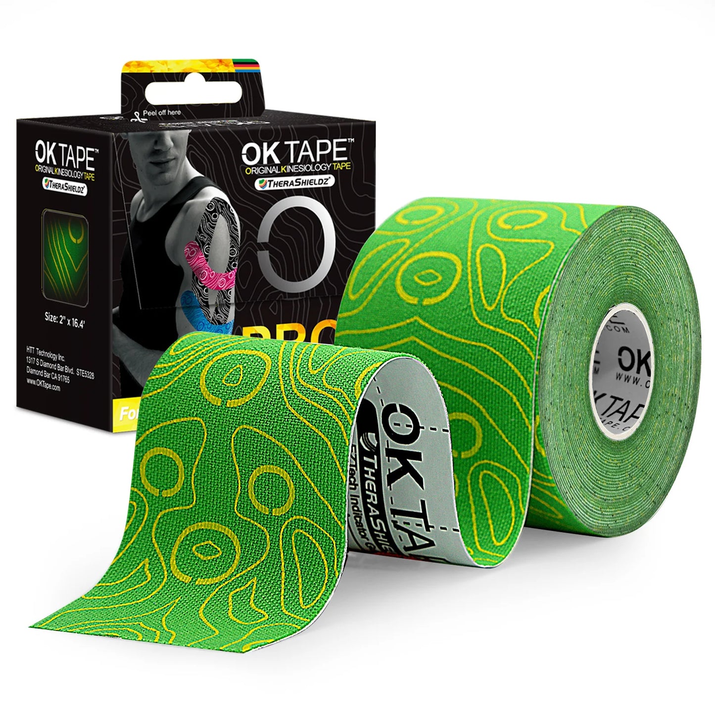 OK TAPE PRO Cinta de kinesiología, corte libre, transpirable, impermeable, vendaje atlético elástico, sin látex, fitness, gimnasio, alivio del dolor, 5CM x 5M