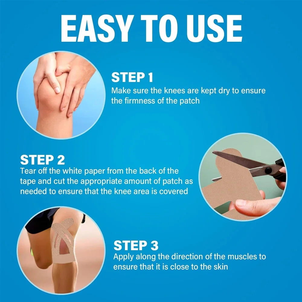 Cinta de kinesiología para rodillas, impermeable y elástica, transpirable, cinta atlética que proporciona soporte y estabilidad para correr, 10 Uds.