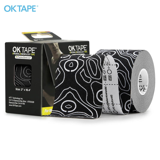 OK TAPE PRO Cinta de kinesiología, corte libre, transpirable, impermeable, vendaje atlético elástico, sin látex, fitness, gimnasio, alivio del dolor, 5CM x 5M