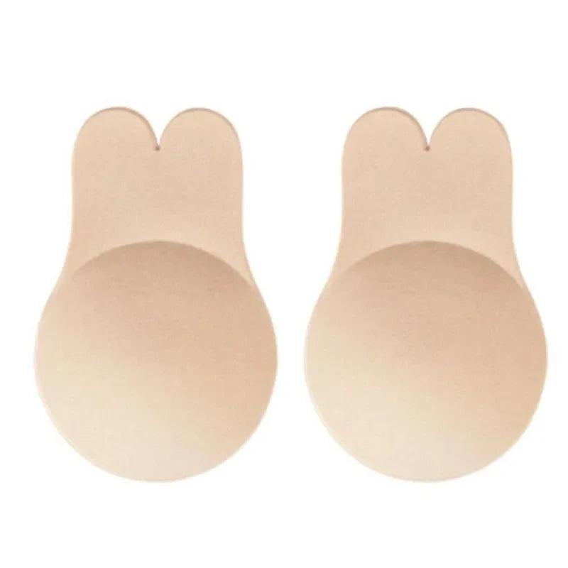 Sujetadores de realce para mujer, sujetador Invisible autoadhesivo de silicona sin tirantes, cinta adhesiva reutilizable para levantamiento de senos, cubierta para pezones de conejo, almohadillas para sujetador