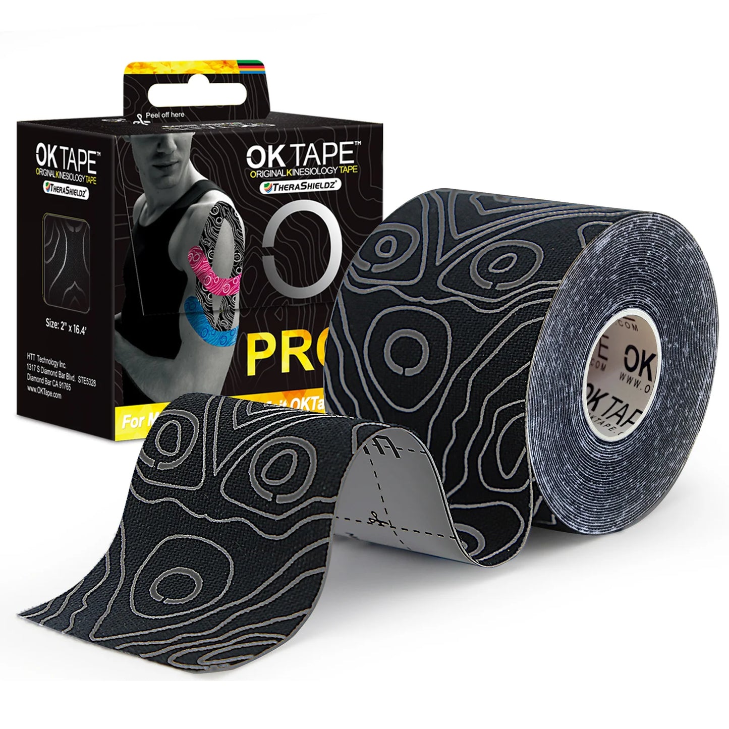 OK TAPE PRO Cinta de kinesiología, corte libre, transpirable, impermeable, vendaje atlético elástico, sin látex, fitness, gimnasio, alivio del dolor, 5CM x 5M