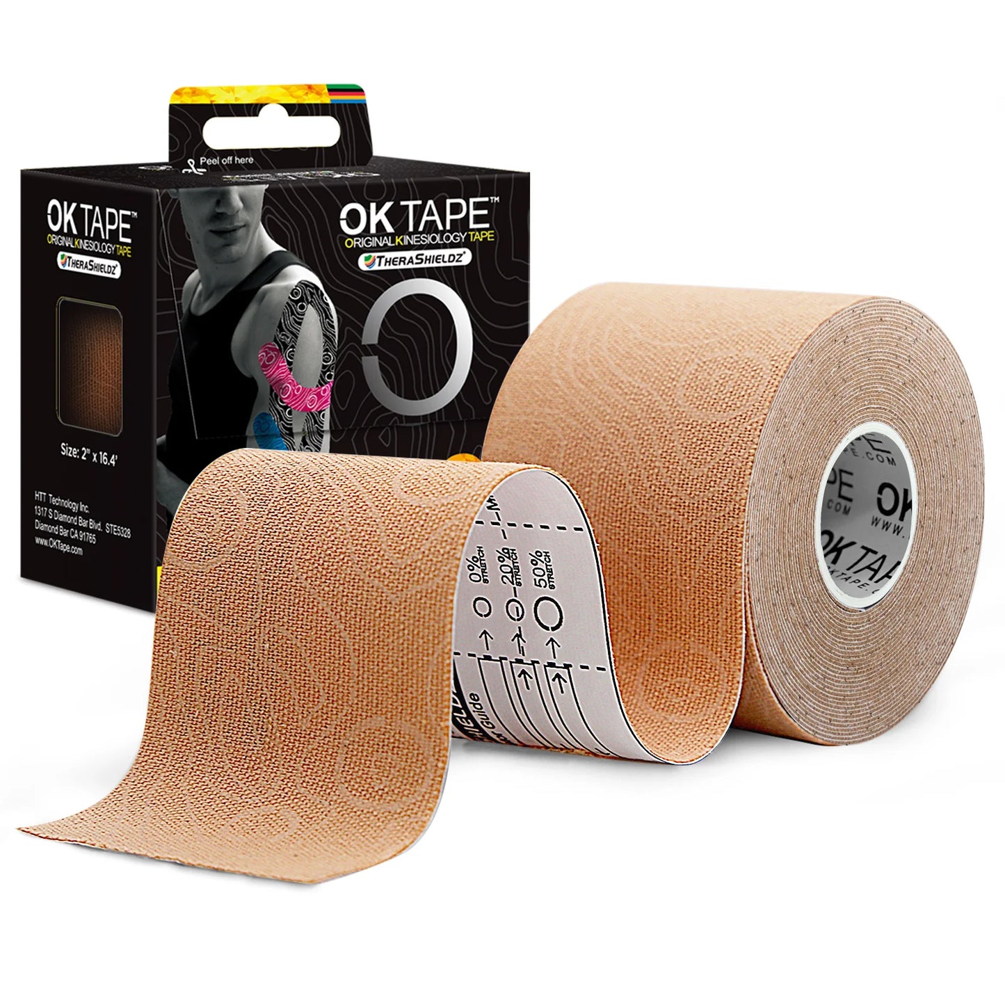 OK TAPE PRO Cinta de kinesiología, corte libre, transpirable, impermeable, vendaje atlético elástico, sin látex, fitness, gimnasio, alivio del dolor, 5CM x 5M