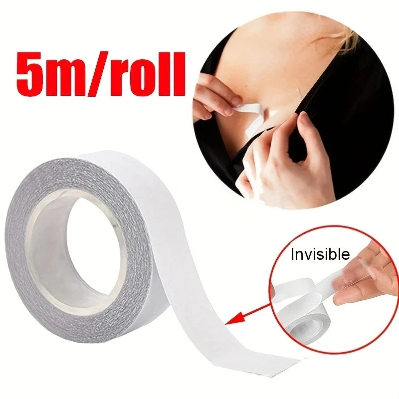 Tira de sujetador autoadhesiva Invisible de doble cara para vestido, cinta de tela impermeable, cinta de lencería transparente segura